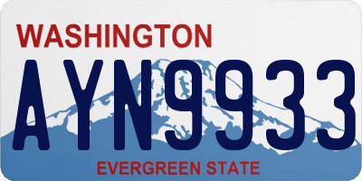 WA license plate AYN9933