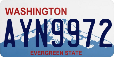 WA license plate AYN9972