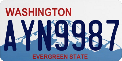 WA license plate AYN9987