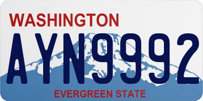 WA license plate AYN9992