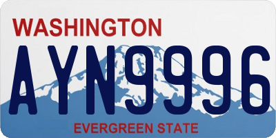 WA license plate AYN9996