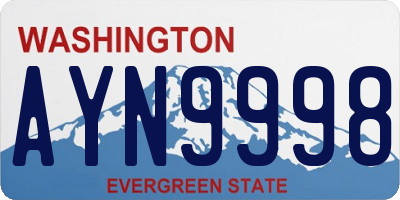 WA license plate AYN9998