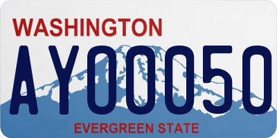 WA license plate AYO0050