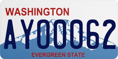 WA license plate AYO0062