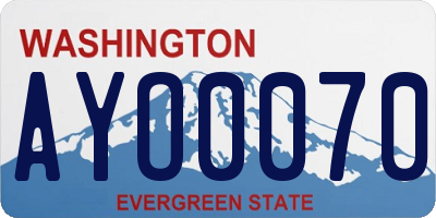 WA license plate AYO0070