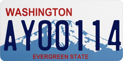 WA license plate AYO0114