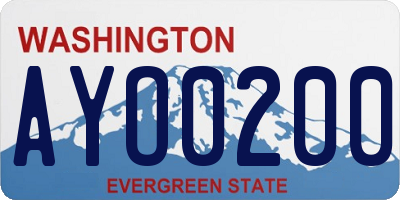 WA license plate AYO0200