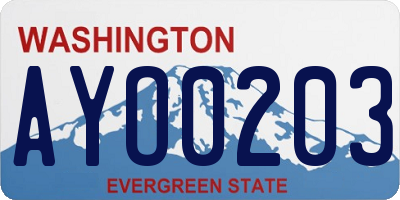 WA license plate AYO0203