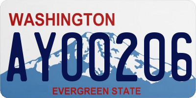 WA license plate AYO0206