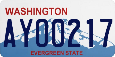 WA license plate AYO0217