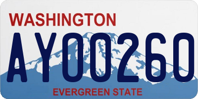 WA license plate AYO0260