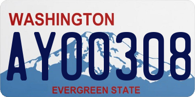 WA license plate AYO0308