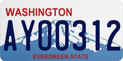WA license plate AYO0312