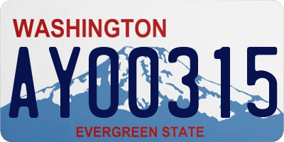 WA license plate AYO0315