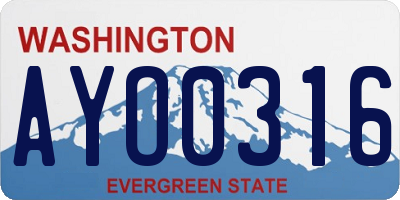 WA license plate AYO0316