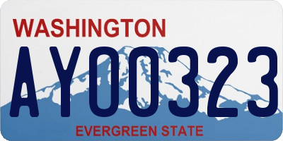 WA license plate AYO0323
