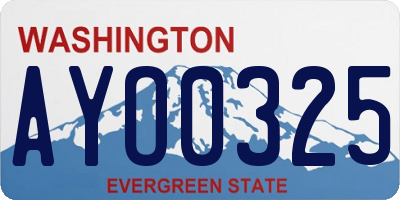WA license plate AYO0325