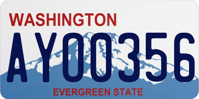 WA license plate AYO0356
