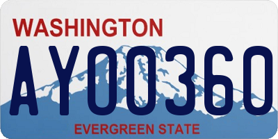 WA license plate AYO0360