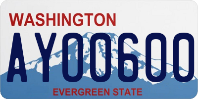 WA license plate AYO0600