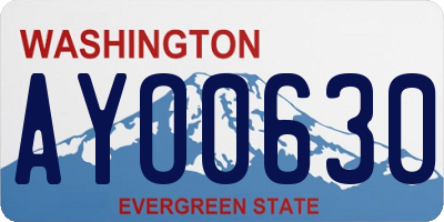 WA license plate AYO0630