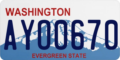WA license plate AYO0670