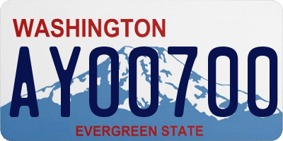 WA license plate AYO0700