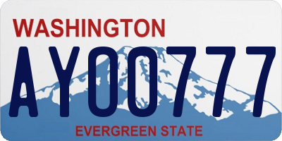 WA license plate AYO0777