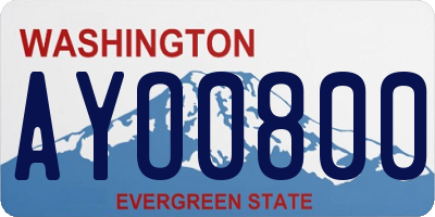 WA license plate AYO0800