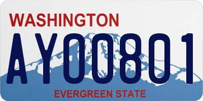 WA license plate AYO0801