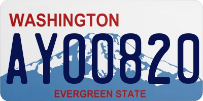 WA license plate AYO0820