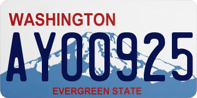 WA license plate AYO0925