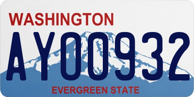 WA license plate AYO0932
