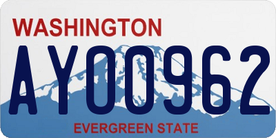 WA license plate AYO0962