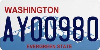 WA license plate AYO0980