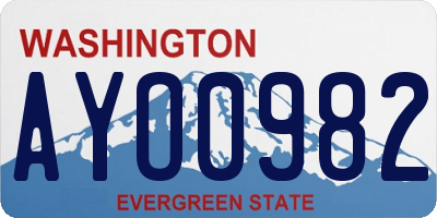 WA license plate AYO0982