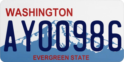 WA license plate AYO0986