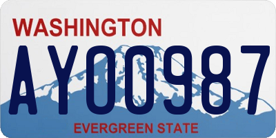 WA license plate AYO0987