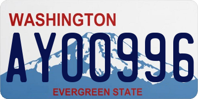 WA license plate AYO0996