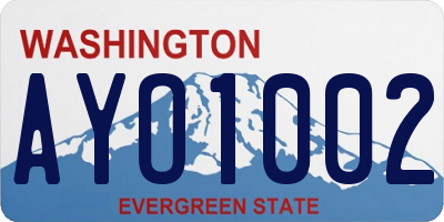 WA license plate AYO1002