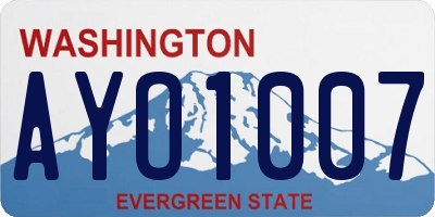 WA license plate AYO1007