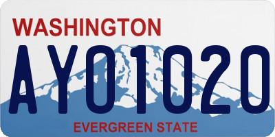 WA license plate AYO1020