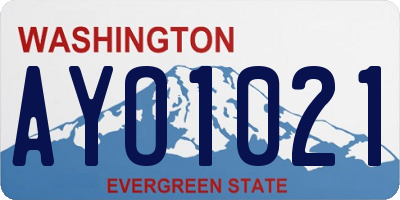 WA license plate AYO1021