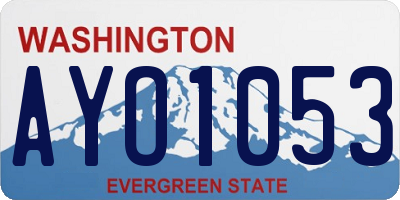 WA license plate AYO1053