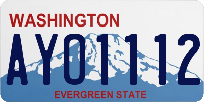 WA license plate AYO1112