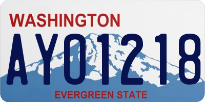 WA license plate AYO1218