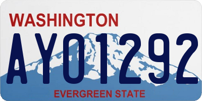 WA license plate AYO1292