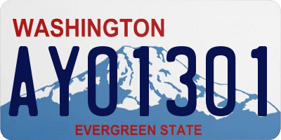 WA license plate AYO1301