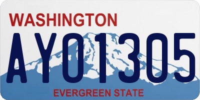 WA license plate AYO1305