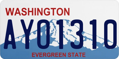 WA license plate AYO1310